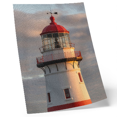 Poster Rode vuurtoren zonsondergang kalm