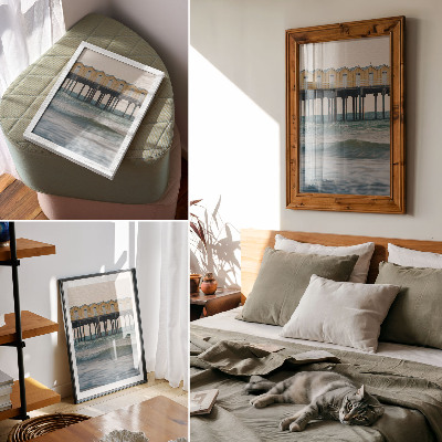 Poster Gele huizen aan zee, moderniteit en rust