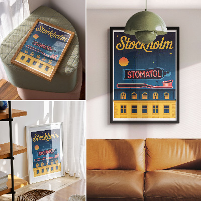Poster Neonreclame, moderne constructie, nachtverlichting