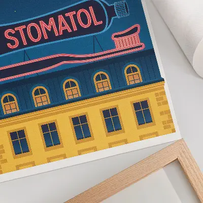 Poster moderne neonverlichting bij nacht aan een constructie