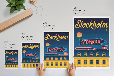 Poster Neonreclame, moderne constructie, nachtverlichting