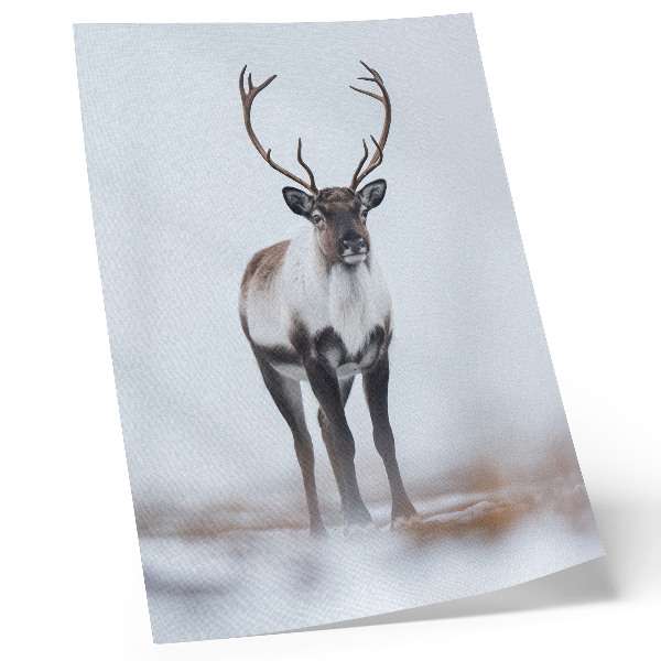 Decoratieve poster Rendieren in een winterlandschap, warme tinten, modern