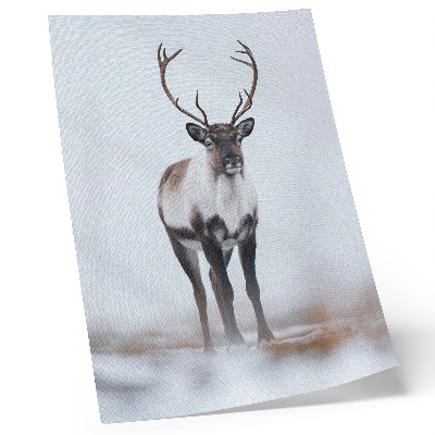 Decoratieve poster Rendieren in een winterlandschap, warme tinten, modern