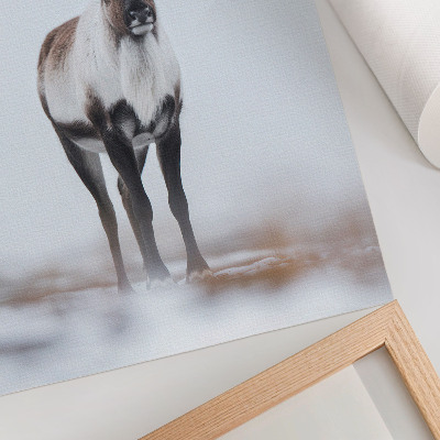 Decoratieve poster Rendieren in een winterlandschap, warme tinten, modern