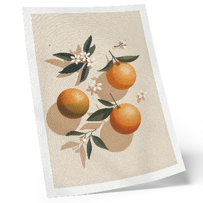 Poster Sappige sinaasappels, groene bladeren, witte bloemen