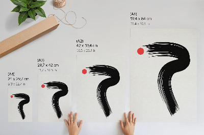 Wandposter Rode cirkel met zwarte penseelstreek