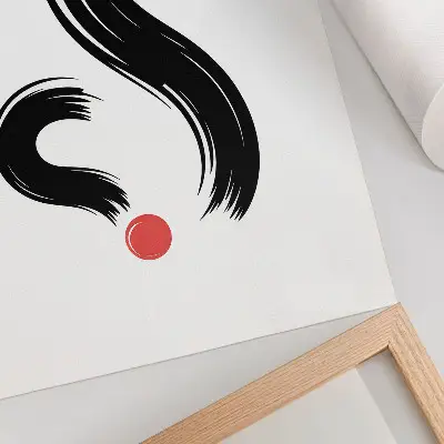 Poster minimalistische contrasten met dynamiek en rode accenten