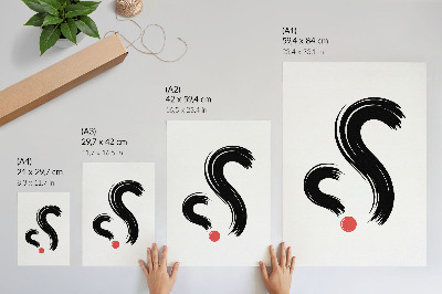 Poster Minimalistische contrasten, dynamiek, rode accenten