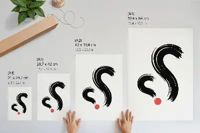 Poster minimalistische contrasten met dynamiek en rode accenten