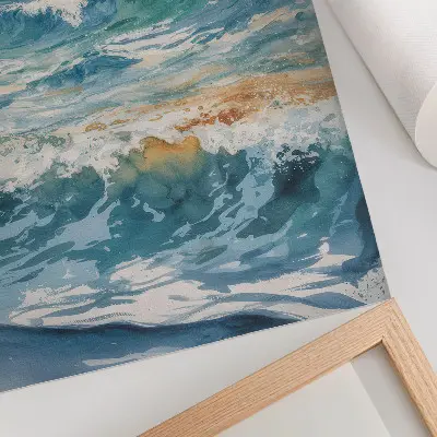 Poster met een afbeelding van atmosferische golven die de serene schoonheid van de natuur tonen