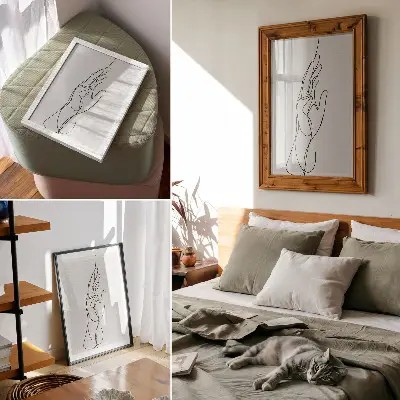 Decoratieve poster met een minimalistisch en elegant ontwerp van handlijnen
