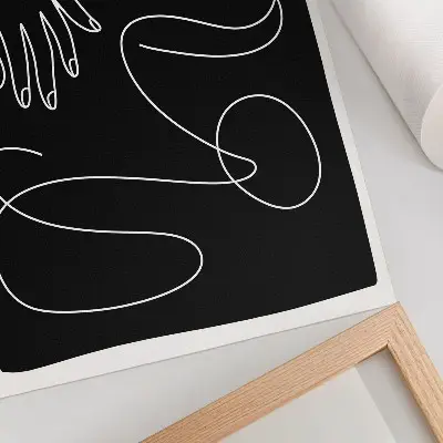 Wandposter minimalistische hand met gebogen lijnen in zwart-wit