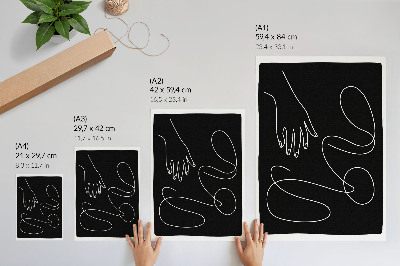 Wandposter Zwart-witte gebogen lijnen minimalisme hand