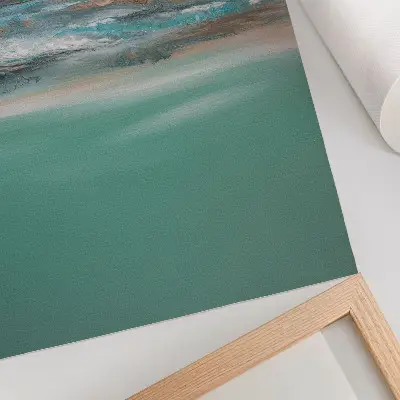 Decoratieve poster met abstracte harmonie in blauw, groen en crème