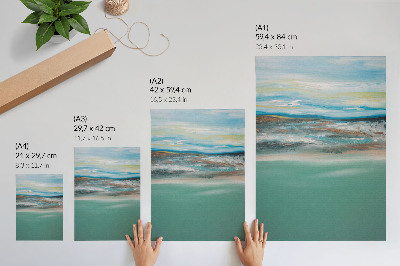 Decoratieve poster Harmonie blauw groen crème abstract
