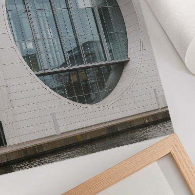 Poster Futuristische gevel, strakke lijnen, glazen constructie