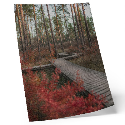 Decoratieve poster Houten pad, bosbomen, herfstkleuren