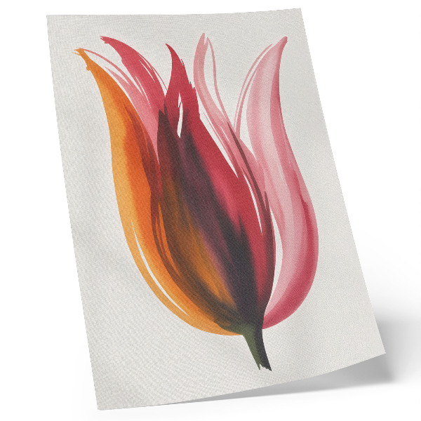 Wandposter Abstracte bloem in rood, roze en oranje