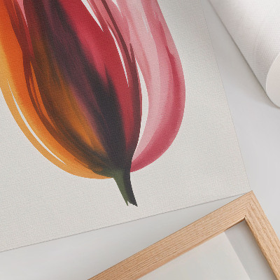 Wandposter Abstracte bloem in rood, roze en oranje