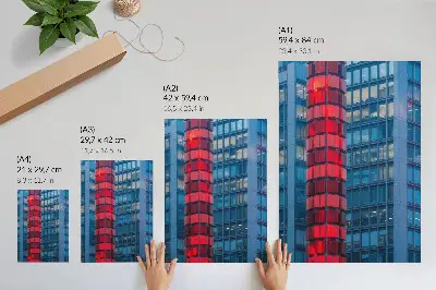 Decoratieve poster met moderne architectuur en een ruimtelijke stedelijke sfeer
