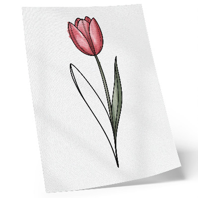Wandposter Roze tulp, eenvoudige contouren, lichtheid