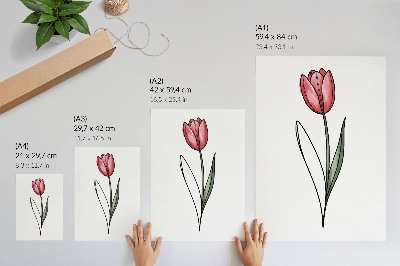 Wandposter Roze tulp, eenvoudige contouren, lichtheid