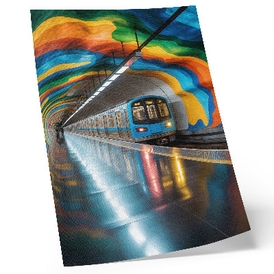 Decoratieve poster De levendige regenboogkleuren van het plafond boven de metro