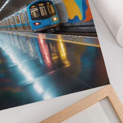 Decoratieve poster De levendige regenboogkleuren van het plafond boven de metro