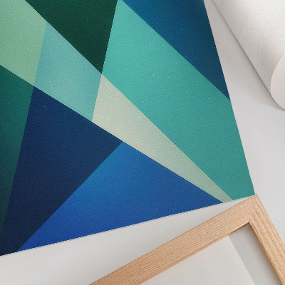 Poster Groene en blauwe driehoeken van verschillende intensiteit