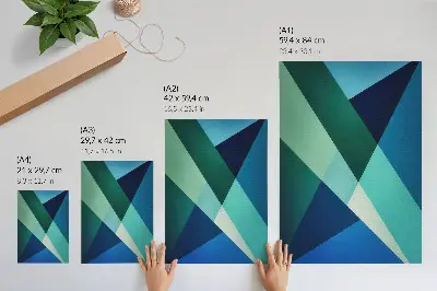 Poster met groene en blauwe driehoeken in verschillende intensiteiten