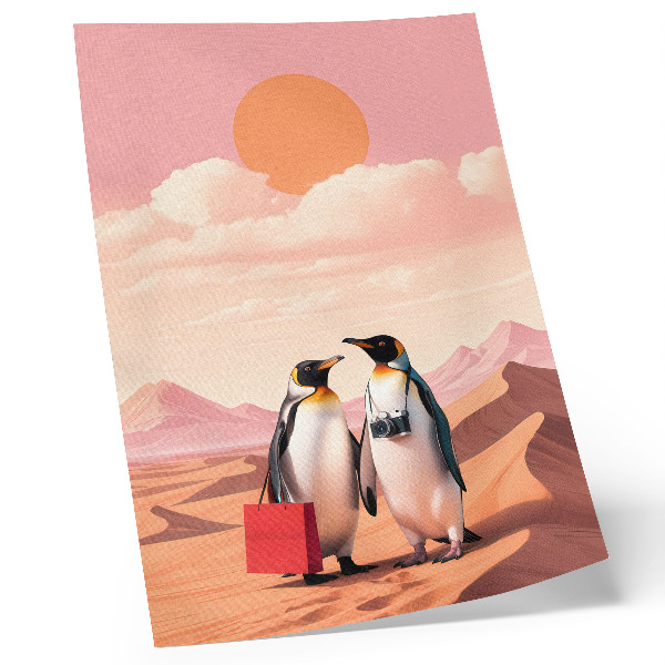 Decoratieve poster Pinguïns in de woestijn: een surrealistisch landschap.