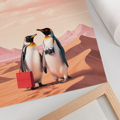 Decoratieve poster Pinguïns in de woestijn: een surrealistisch landschap.