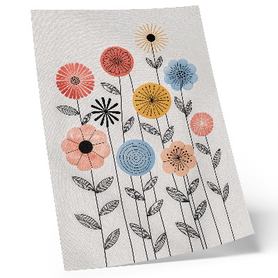 Decoratieve poster Kleurrijke bloemen op een witte achtergrond in retrostijl