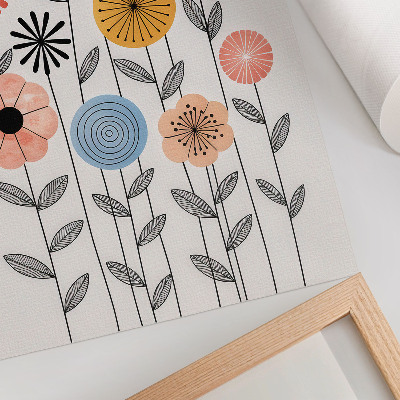 Decoratieve poster Kleurrijke bloemen op een witte achtergrond in retrostijl