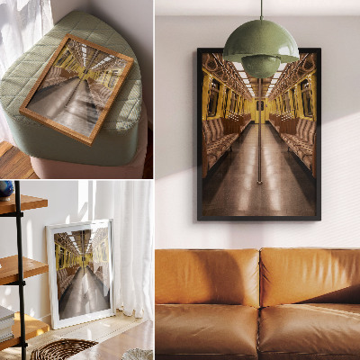 Poster Metro interieur geel hout modern