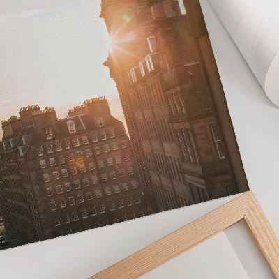 Decoratieve poster Architectuur in warme tinten, zonsondergang