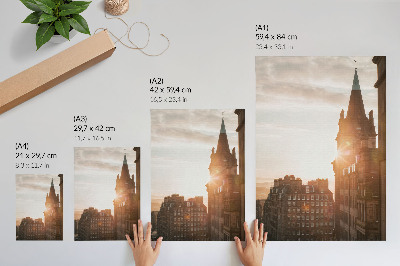 Decoratieve poster Architectuur in warme tinten, zonsondergang