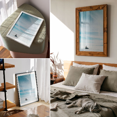 Wandposter Blauwe lucht boven de besneeuwde woestenij, stilte en ruimte