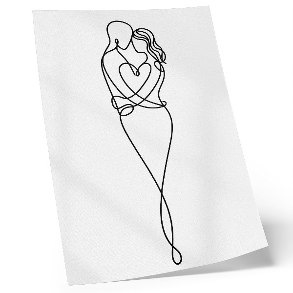 Decoratieve poster Minimalistisch ontwerp voor een stel met een hartlijn.
