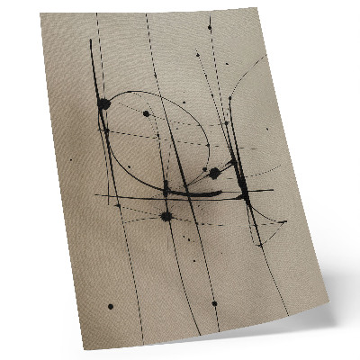 Poster Beige achtergrond, zwarte lijnen, minimalistische abstractie