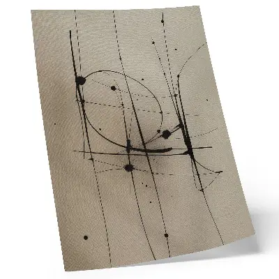 Poster met beige achtergrond en zwarte lijnen in minimalistische abstracte stijl