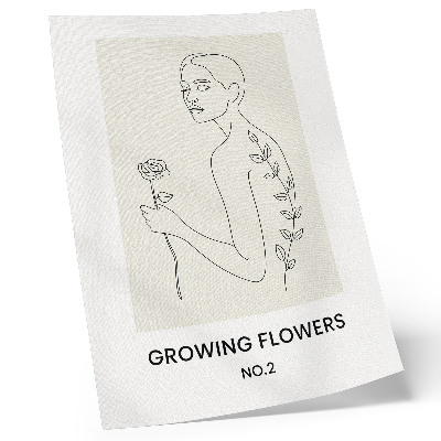 Wandposter Lijntekening met figuur en bloem, eenvoud en elegantie.