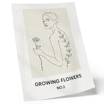 Wandposter lijntekening met figuur en bloem voor een eenvoudige en elegante uitstraling