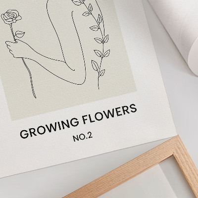 Wandposter Lijntekening met figuur en bloem, eenvoud en elegantie.