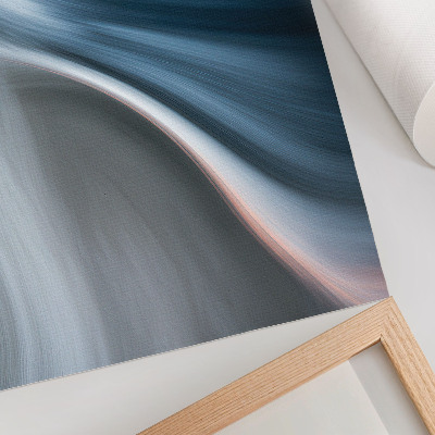 Poster Dynamische, golvende lijnen in koele blauwe tinten.