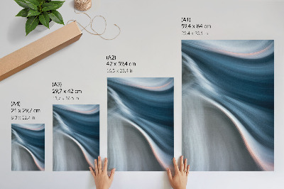 Poster Dynamische, golvende lijnen in koele blauwe tinten.