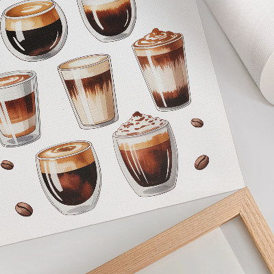 Decoratieve poster Elegante kopjes gevuld met espressomelkkoffie