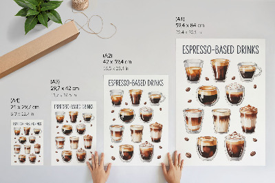 Decoratieve poster Elegante kopjes gevuld met espressomelkkoffie
