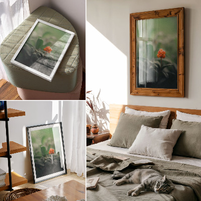 Wandposter Oranje bessen op een groene achtergrond