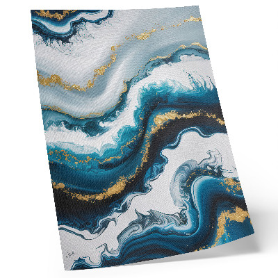 Decoratieve poster Turquoise golven met gouden accenten en een moderne uitstraling.